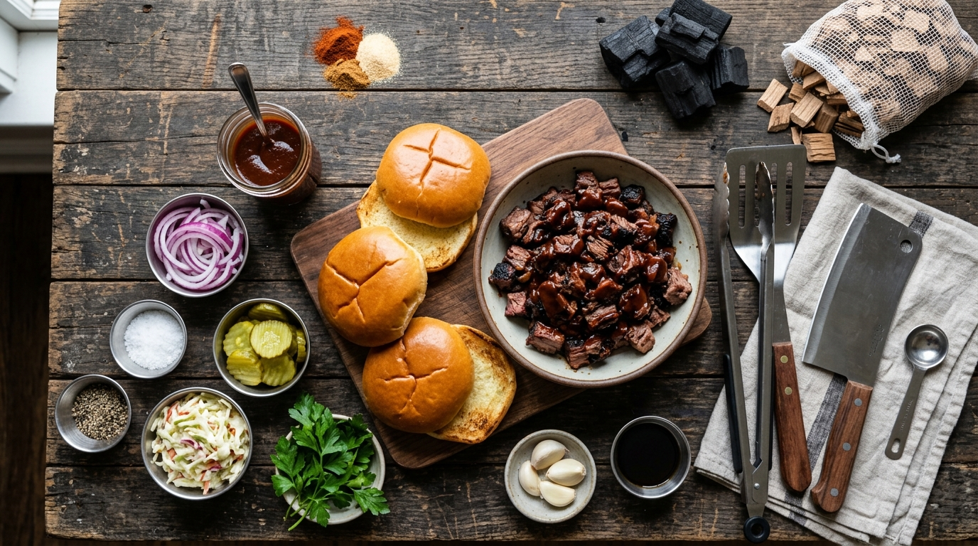 Texas Chopped Beef Sandwich Recipe: Smoky BBQ Perfection ingredients