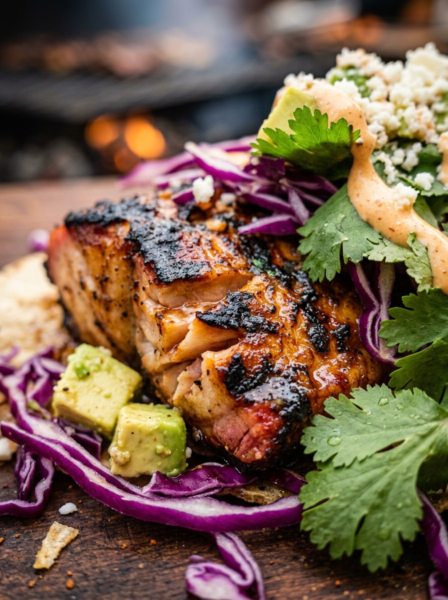 Grilled Mahi Mahi Tacos Recipe - Bold Fire-Kissed Flavor closeup detail