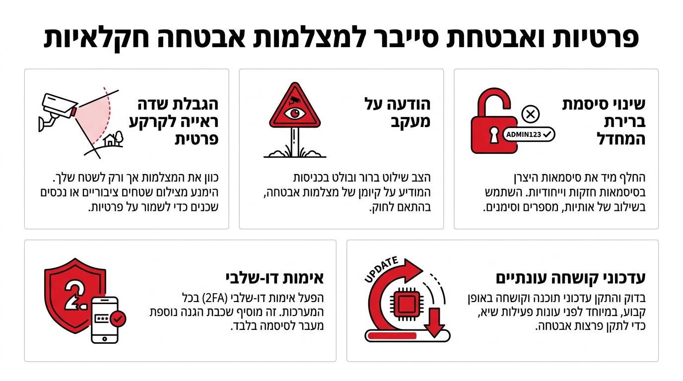תרשים פריסת מצלמות אבטחה סביב שערי כניסה ודרכי גישה בכרם