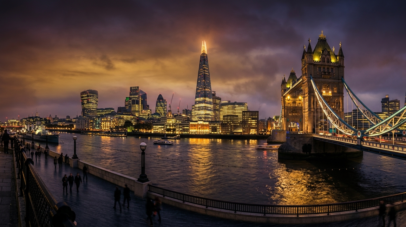 London skyline at dusk