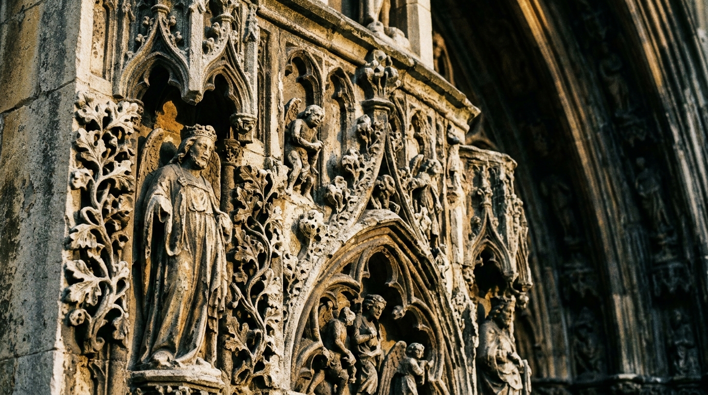 Westminster Abbey stonework and carved reliefs