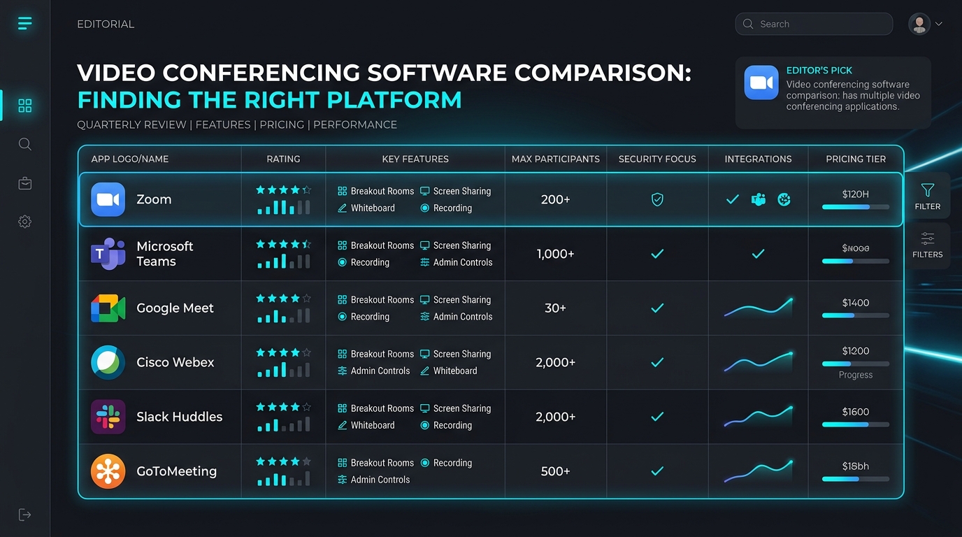 Conference app comparison dashboard