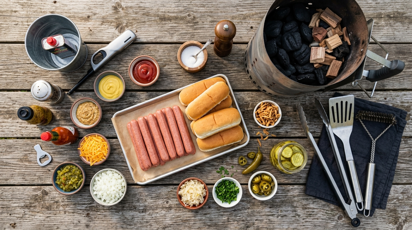 Grilled Hot Dogs Recipe: Stadium Style Done Right ingredients