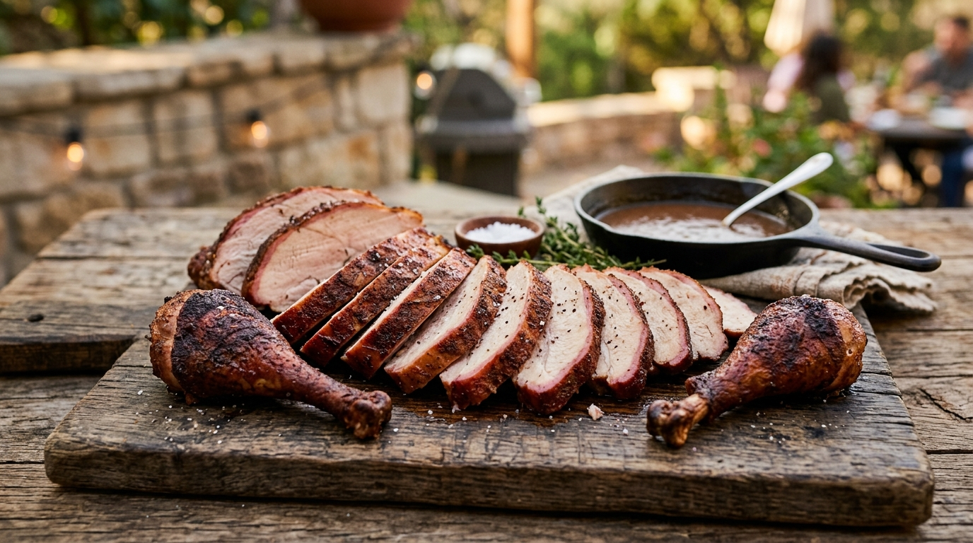 Smoked Whole Turkey Recipe - Perfect BBQ Bird Every Time plated