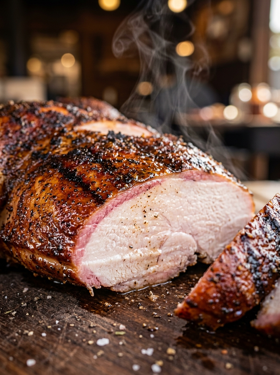 Smoked Whole Turkey Recipe - Perfect BBQ Bird Every Time closeup detail