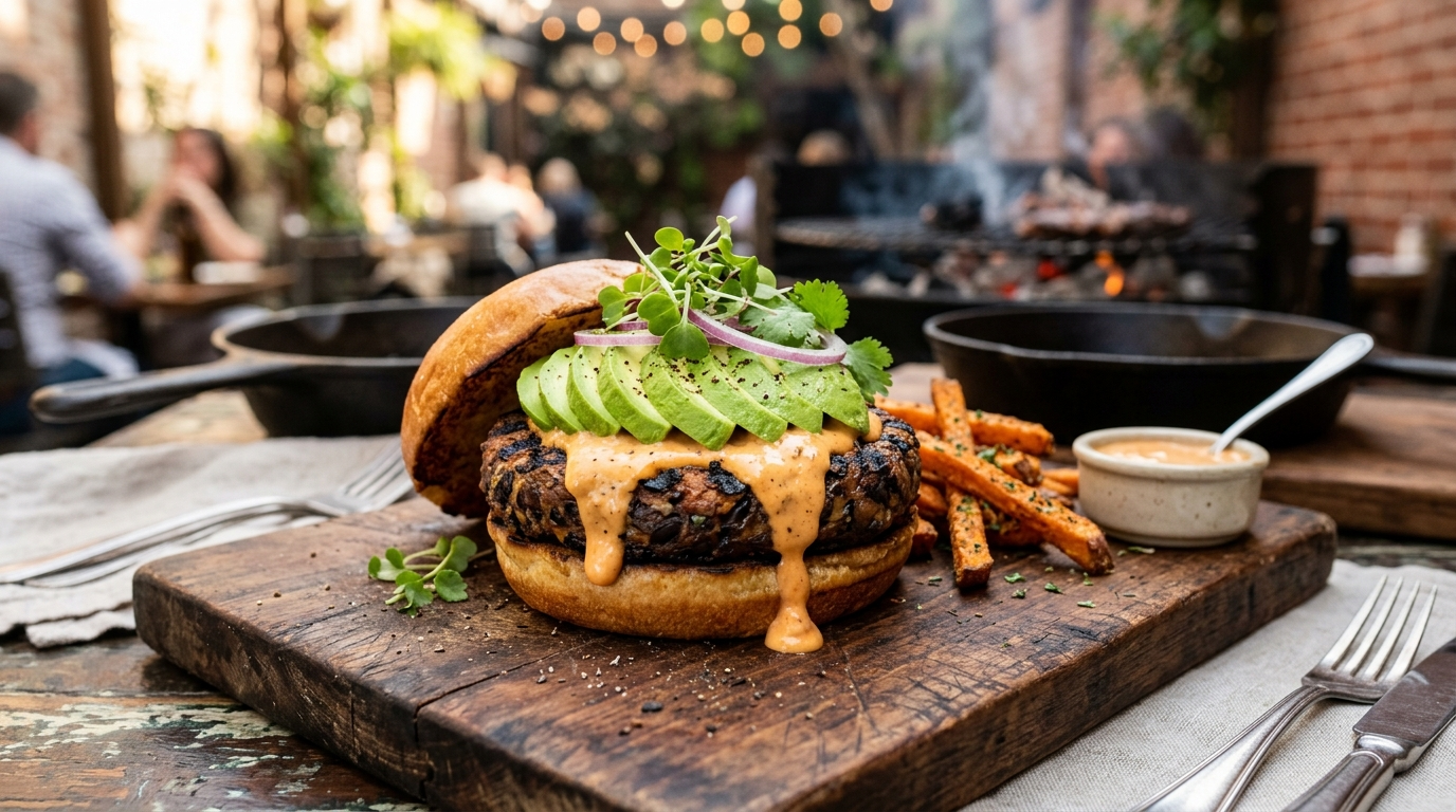 Grilled Black Bean Burger Recipe That Holds the Grate plated