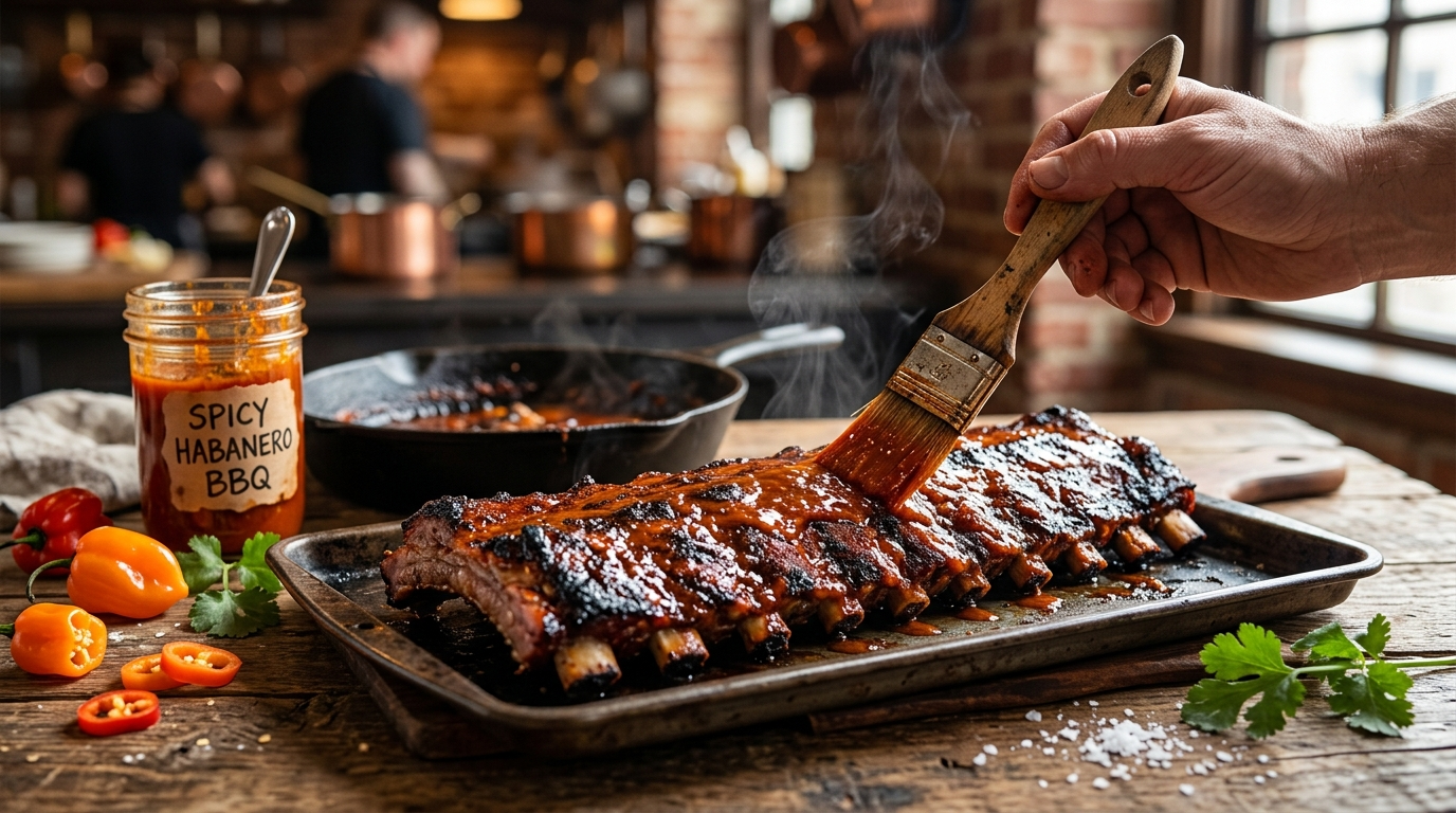 Habanero BBQ Sauce Recipe - Bold, Fiery & Smoky plated