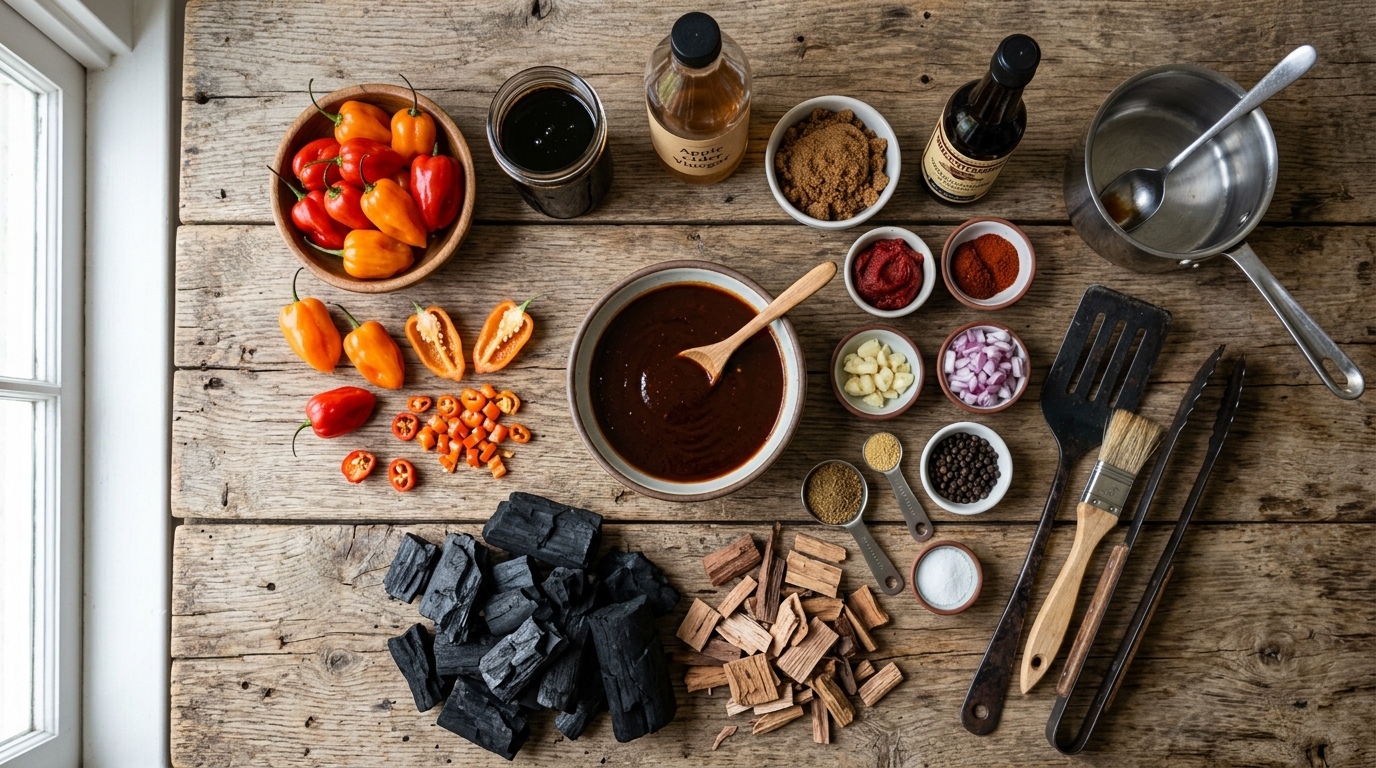 Habanero BBQ Sauce Recipe - Bold, Fiery & Smoky ingredients