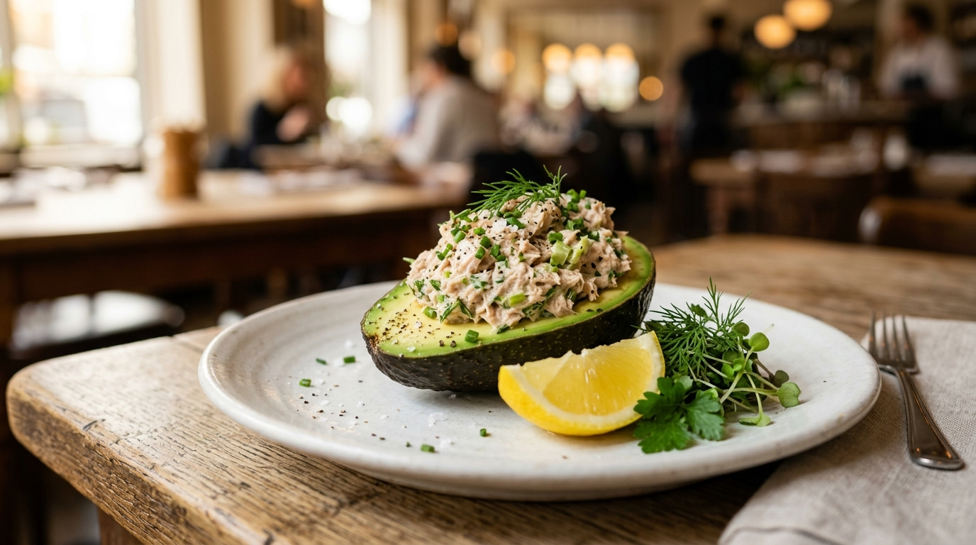 Tuna Stuffed Avocado Recipe - Easy & Healthy Meal plated