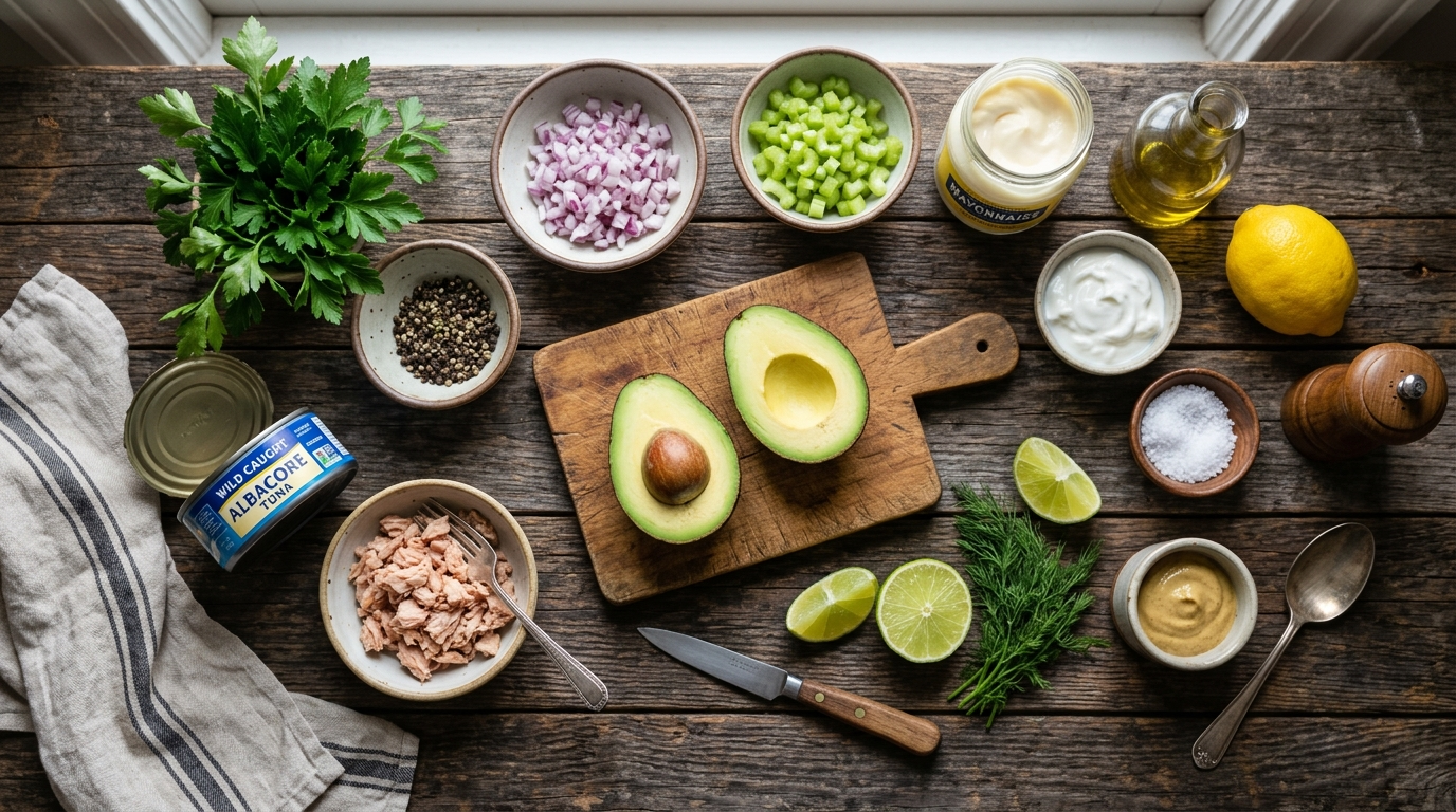 Tuna Stuffed Avocado Recipe - Easy & Healthy Meal ingredients