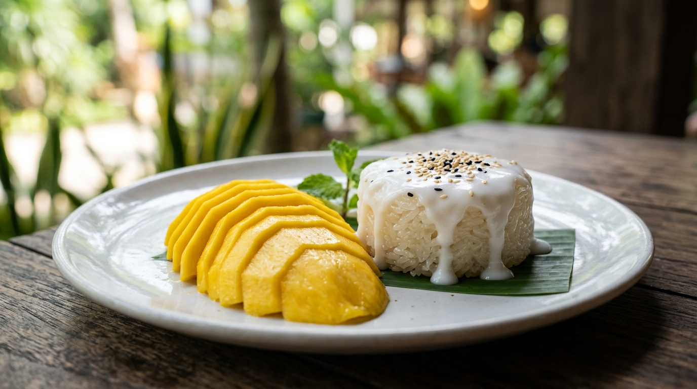 Mango Sticky Rice Recipe Thai Style at Home plated