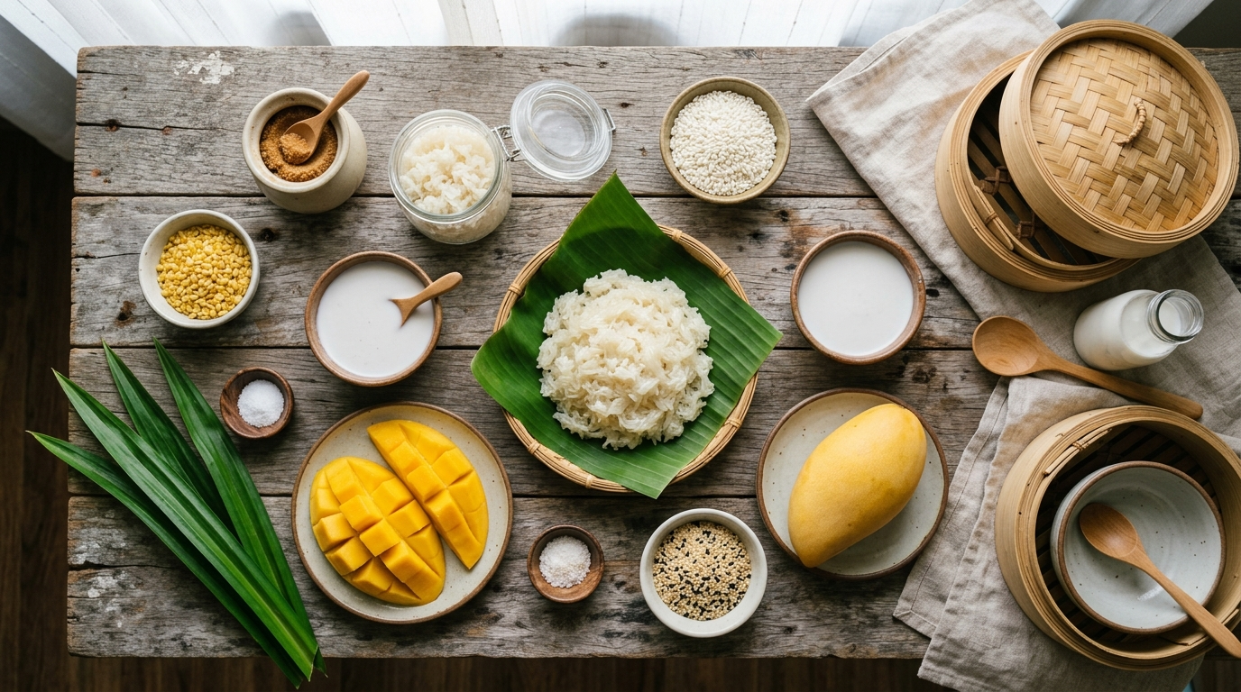 Mango Sticky Rice Recipe Thai Style at Home ingredients