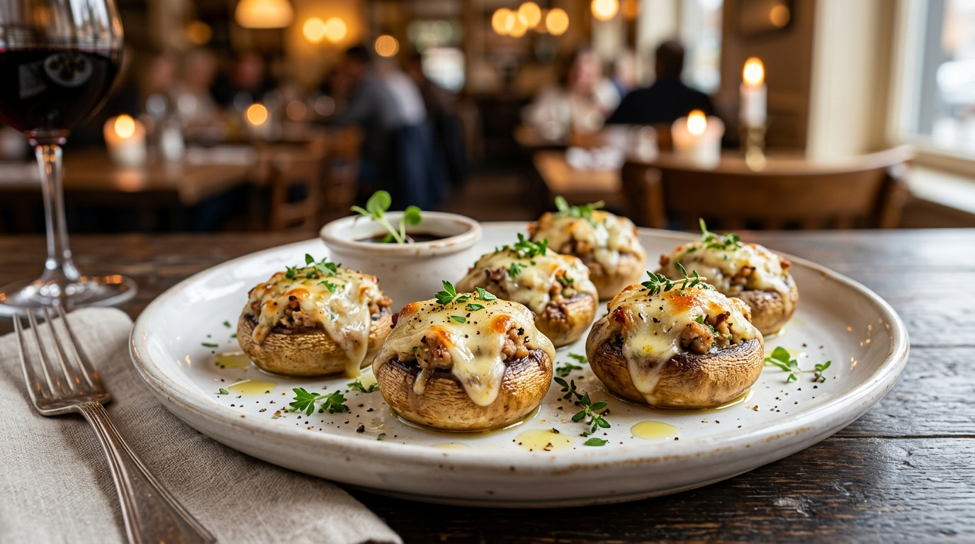 Turkey Stuffed Mushrooms Recipe - Easy and Delicious plated