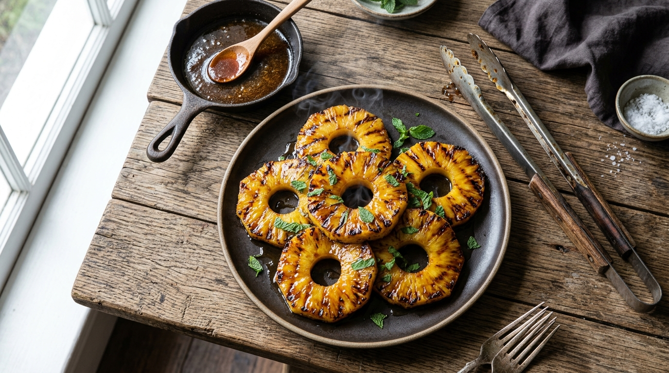 Grilled Pineapple Rum Glaze Recipe - Sweet Fire Dessert