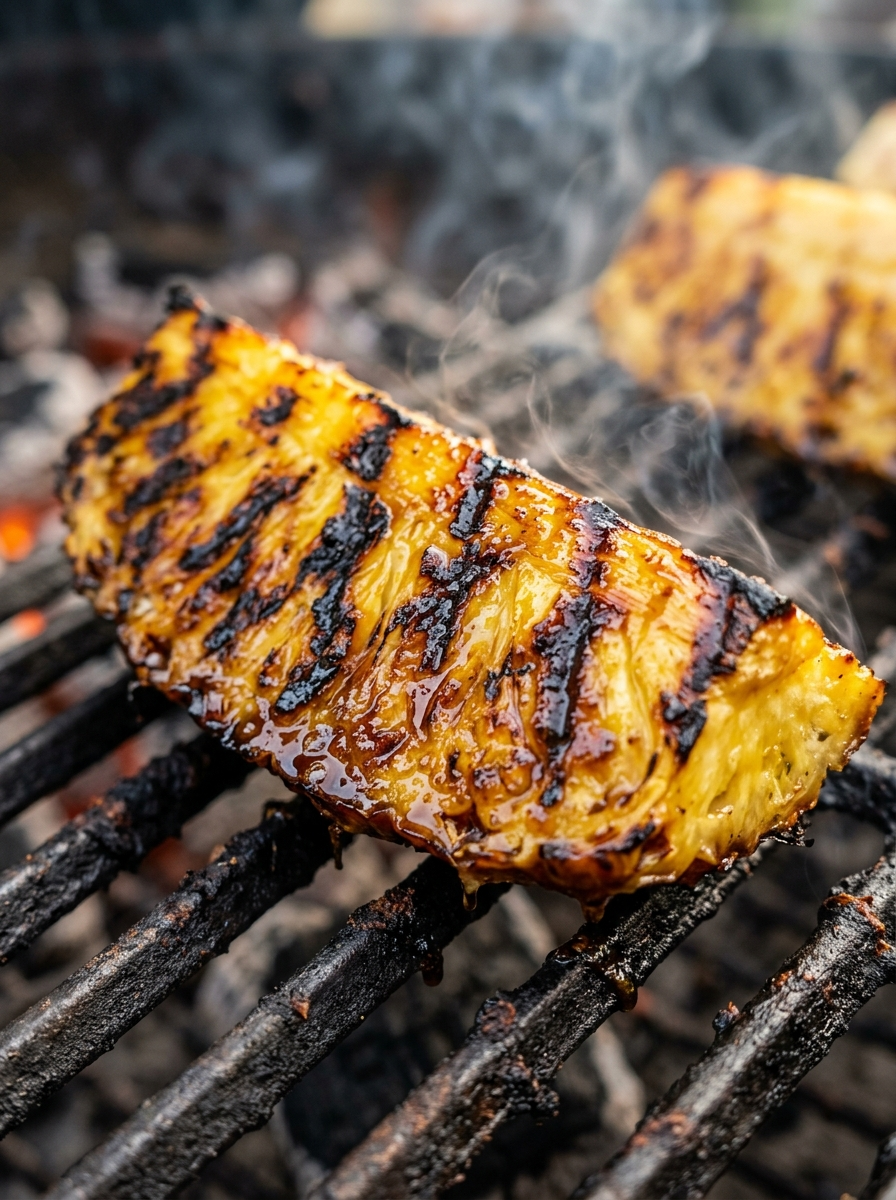 Grilled Pineapple Rum Glaze Recipe - Sweet Fire Dessert closeup detail