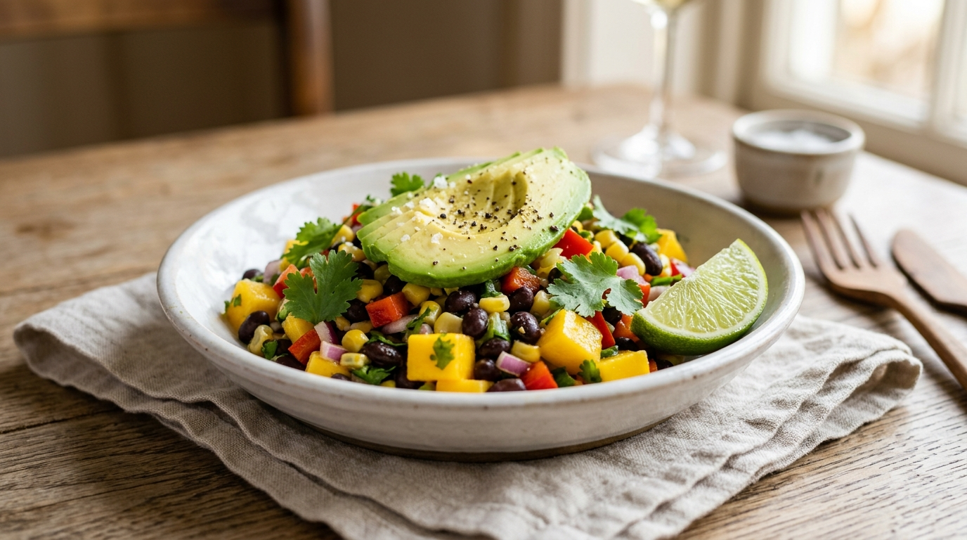 Mango Black Bean Salad Recipe Vegan - Fresh and Easy plated