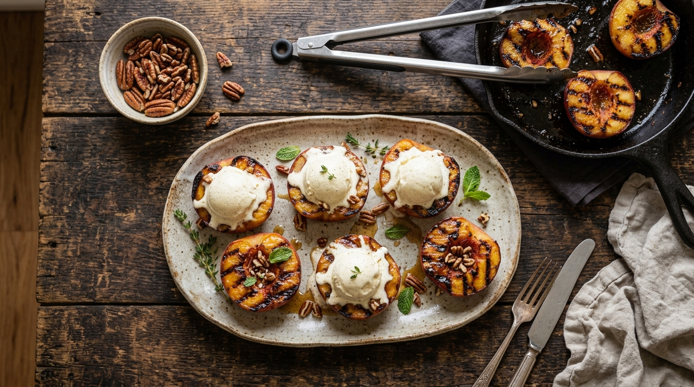 Grilled Peaches Recipe with Brown Sugar Glaze