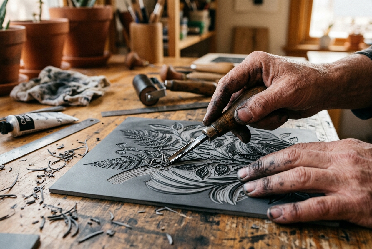Lino Printing: A Meditation in Reverse