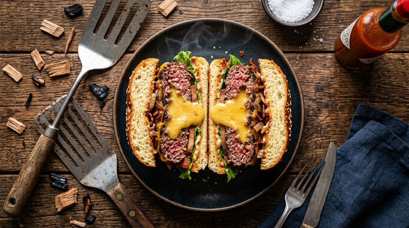 Stuffed Burger Recipe with Melted Cheese Inside