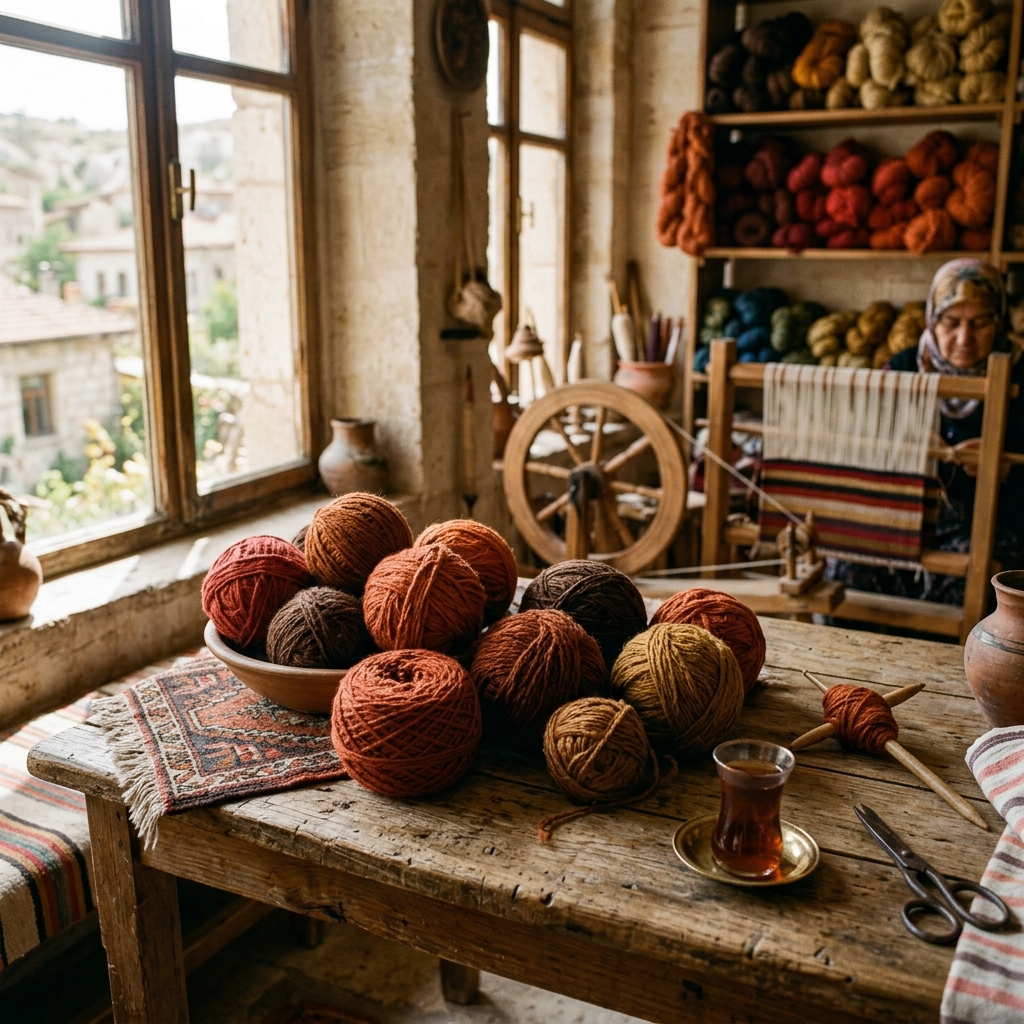 Natural wool yarns for felt work
