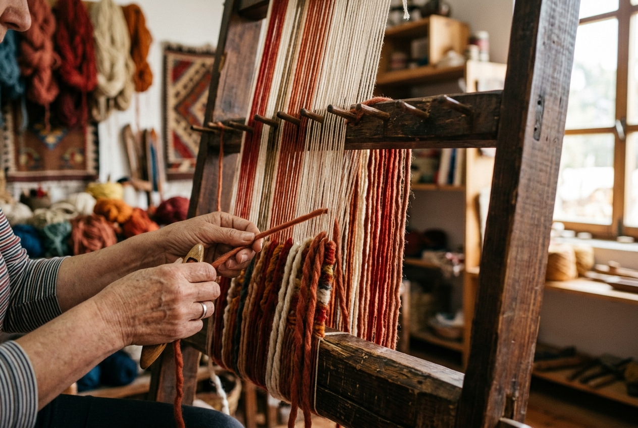 How I Warp a Kilim Loom at Home