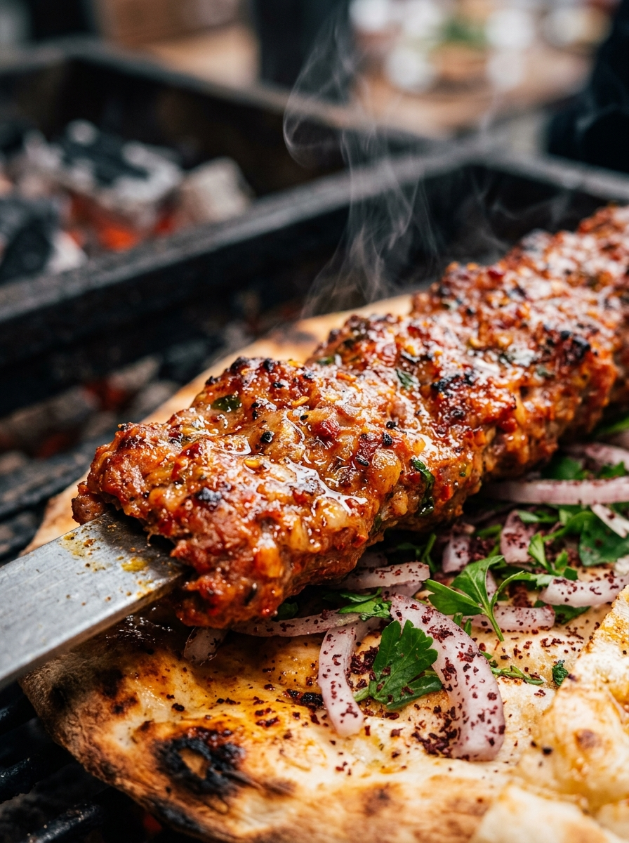 Adana Kebab Recipe Turkish: Authentic Spicy Lamb closeup detail