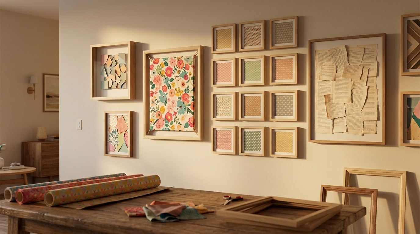 Simple Wall Art Ideas Using Paper, Fabric, and Frames