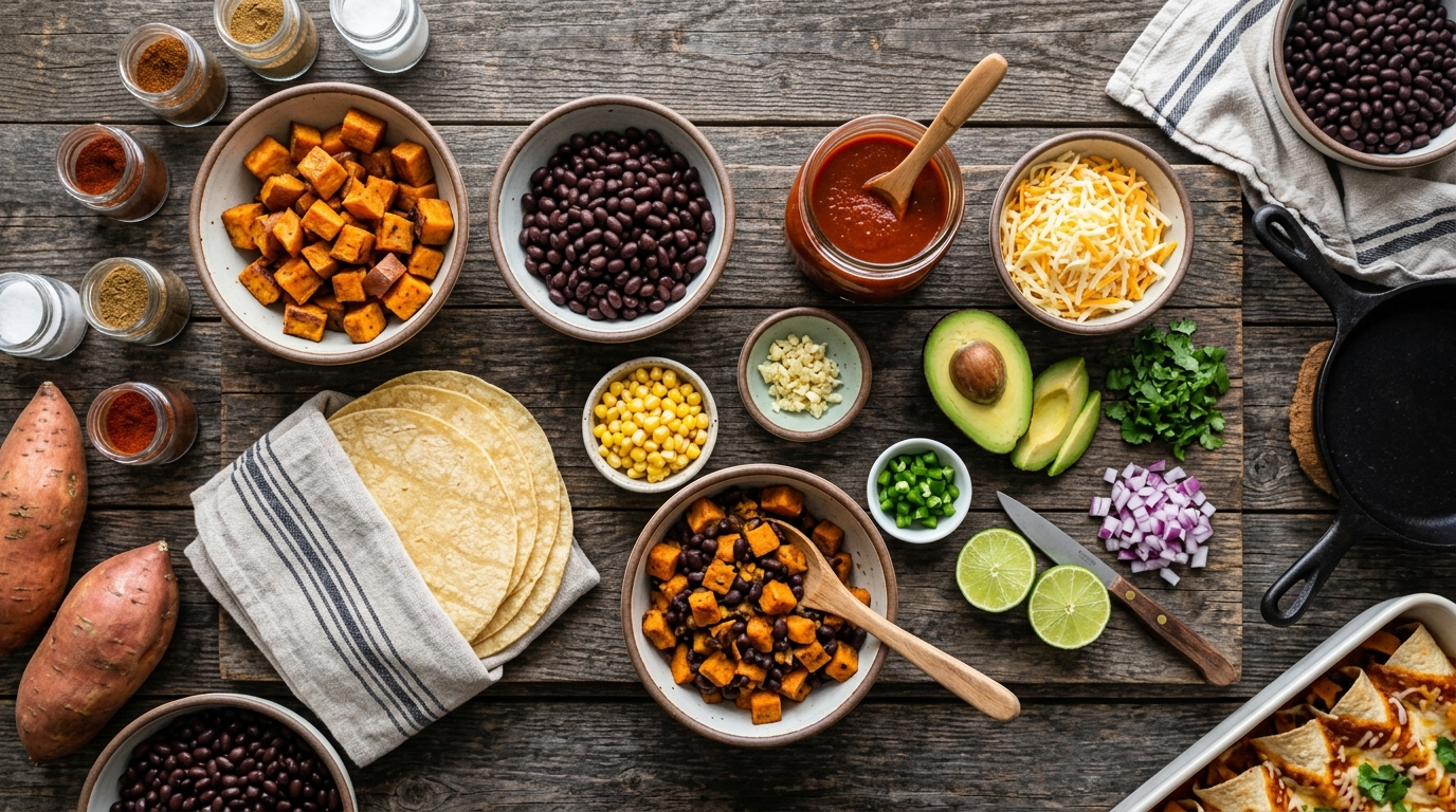 Sweet Potato Black Bean Enchiladas (Easy & Hearty) ingredients