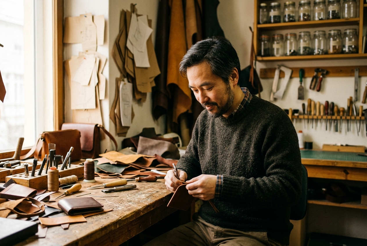 Martin Wilbert Li at his worktable