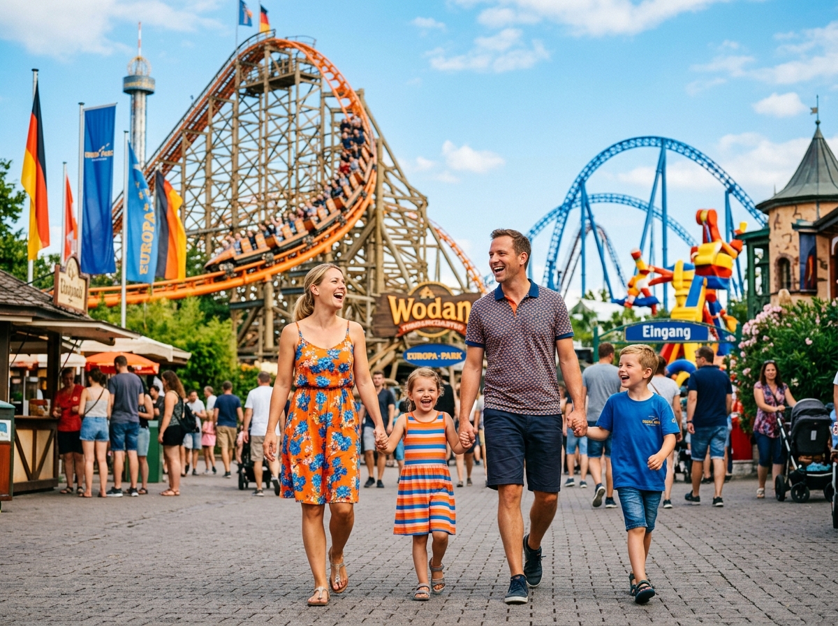 Familie im Freizeitpark