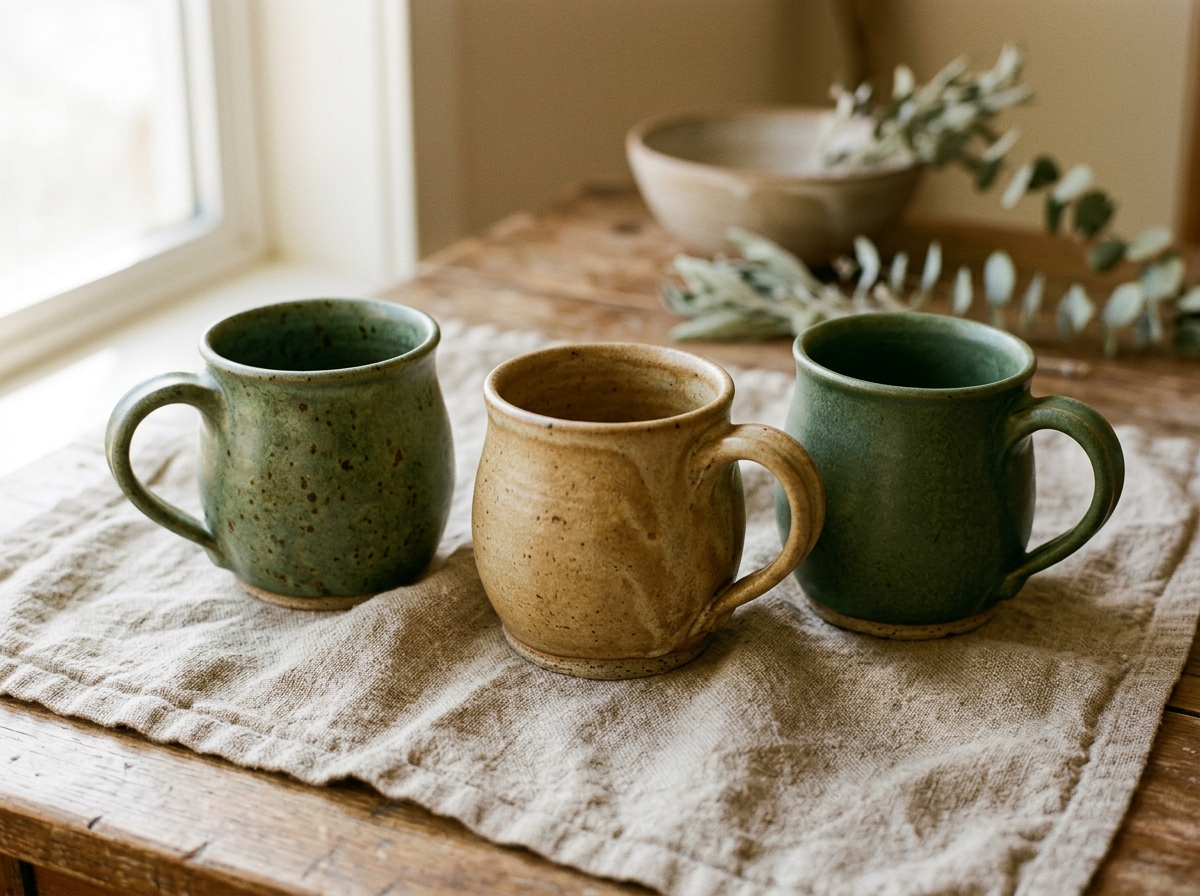 Finished ceramic mugs