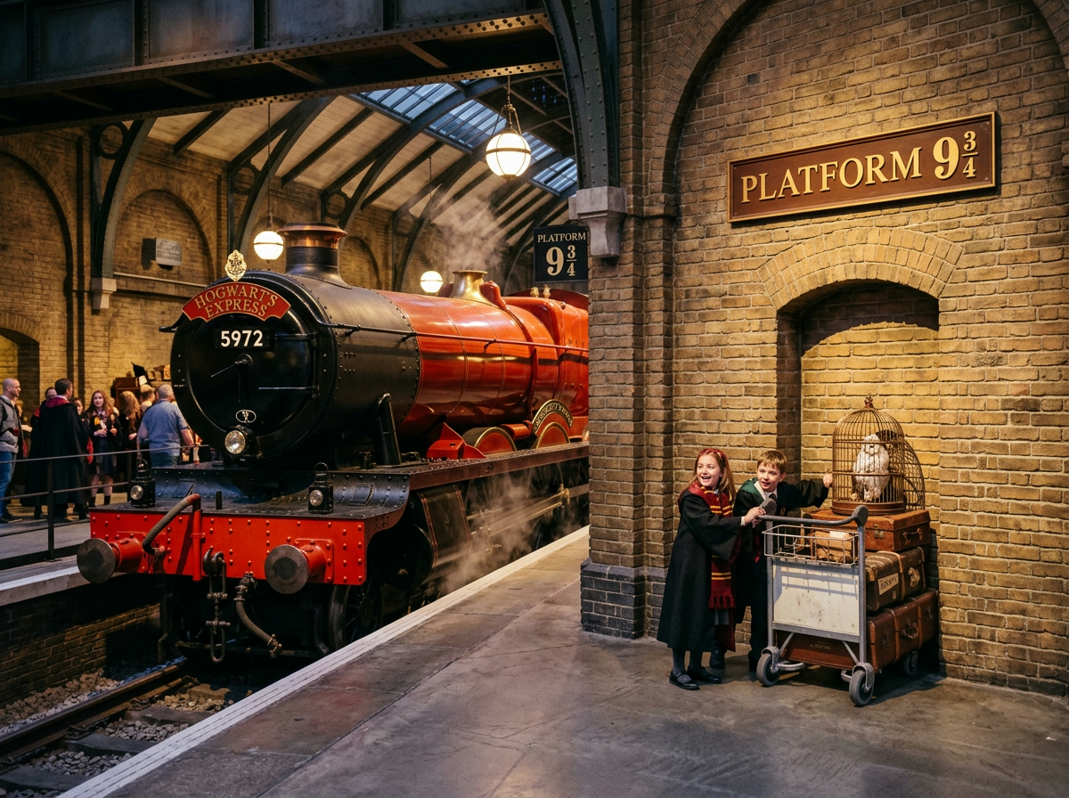 Platform 9¾ and Hogwarts Express at Warner Bros Studio Tour