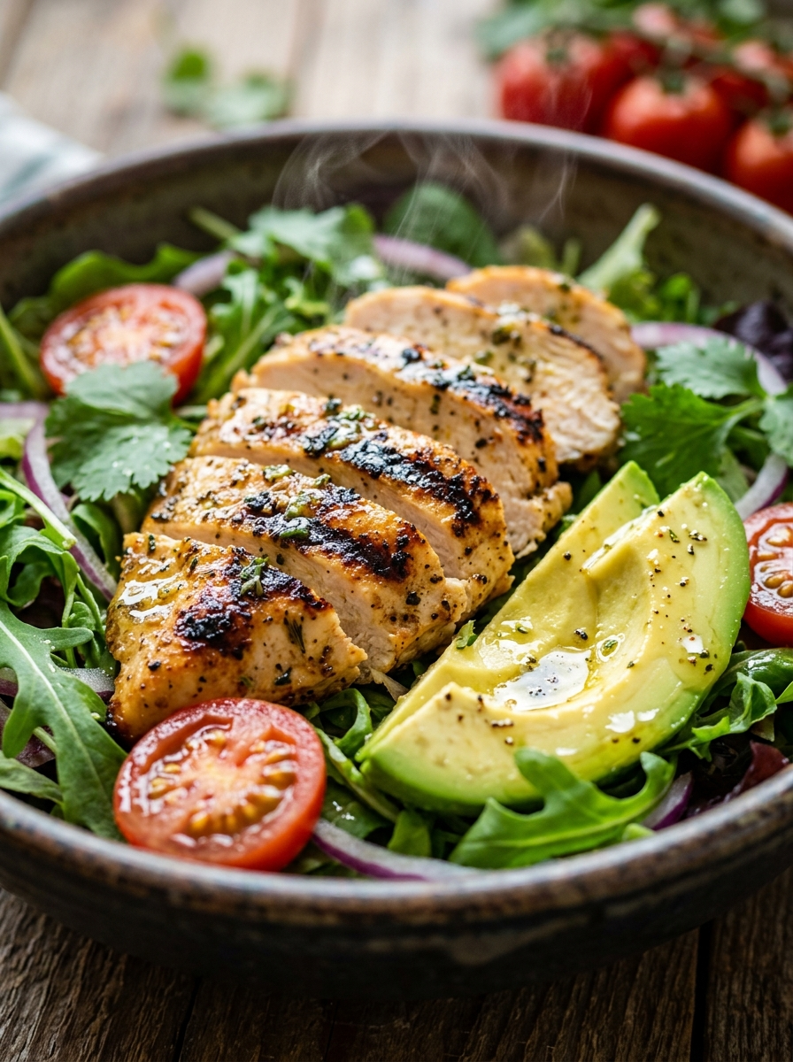 Grilled Chicken Avocado Salad Recipe - Fresh & Easy closeup detail