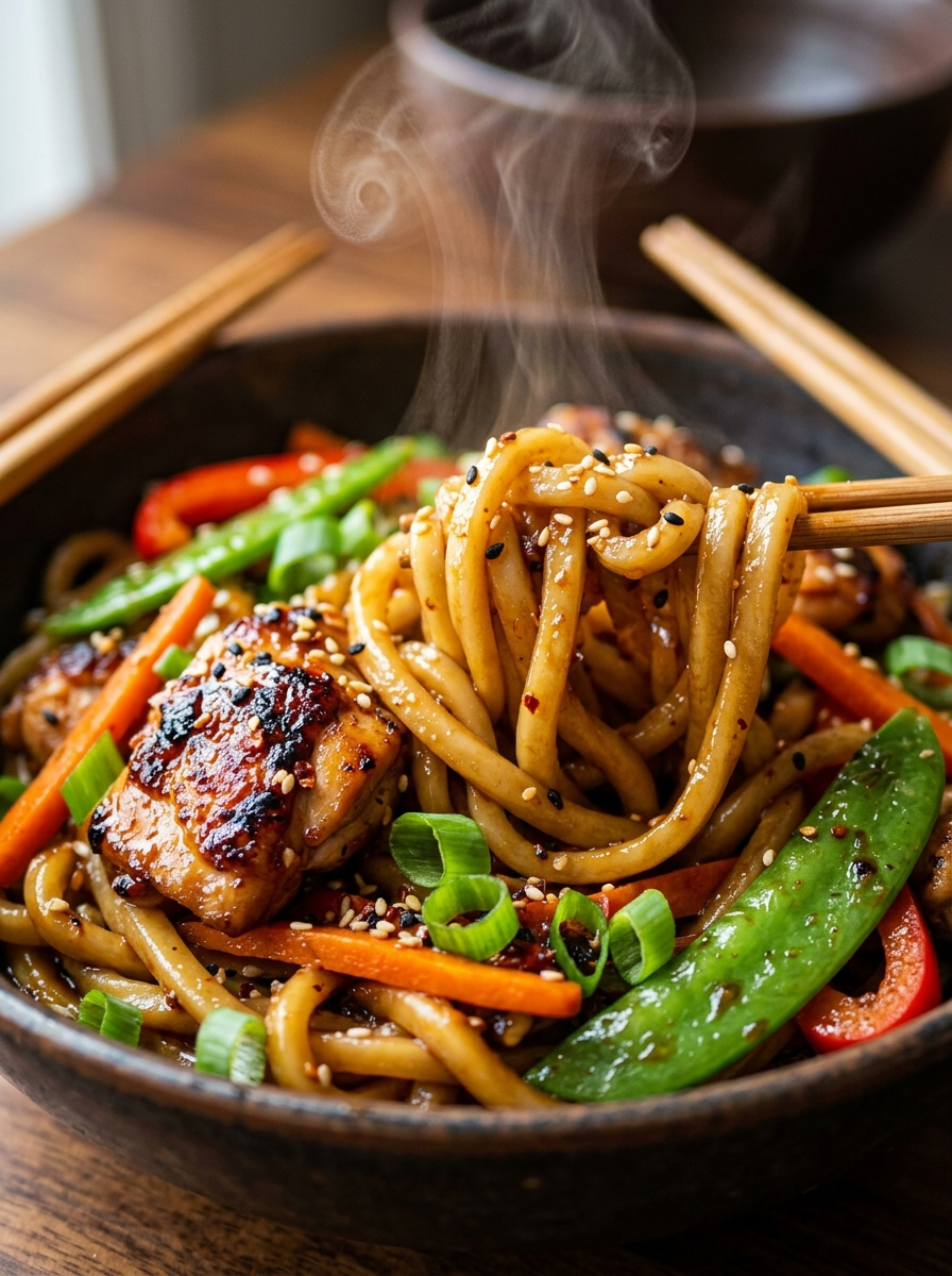 Easy Udon Stir Fry Recipe Ready in 30 Minutes closeup detail