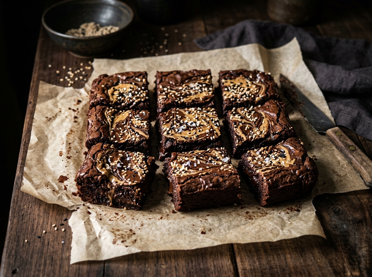 Dark Chocolate & Tahini Brownies