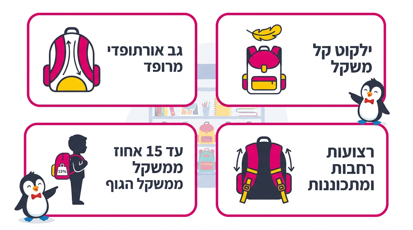 הורה וילד מכינים יחד את הציוד לכיתה א'