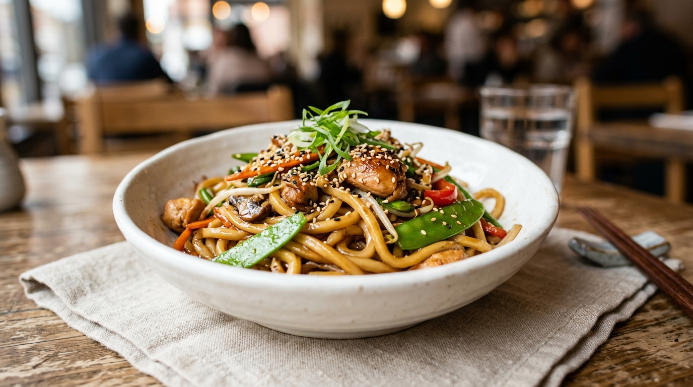 Easy Udon Stir Fry Recipe Ready in 30 Minutes plated