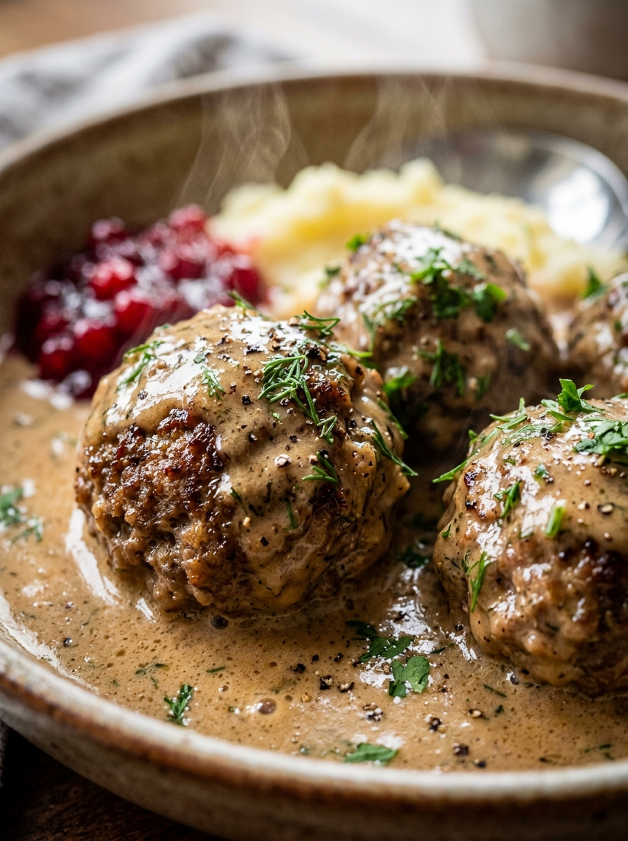 Swedish Meatballs Recipe: Creamy Comfort Food Classic closeup detail