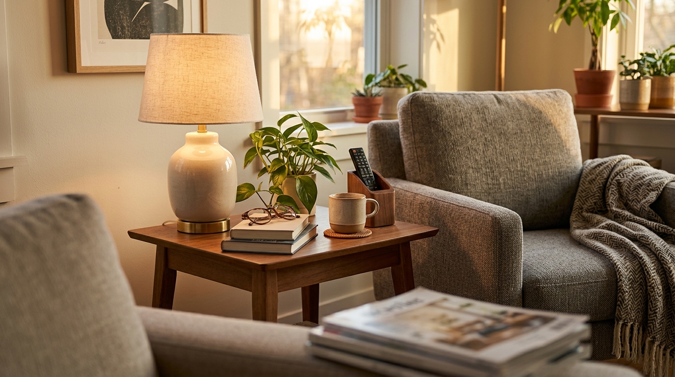 How to Style a Side Table With a Lamp and Keep It Useful