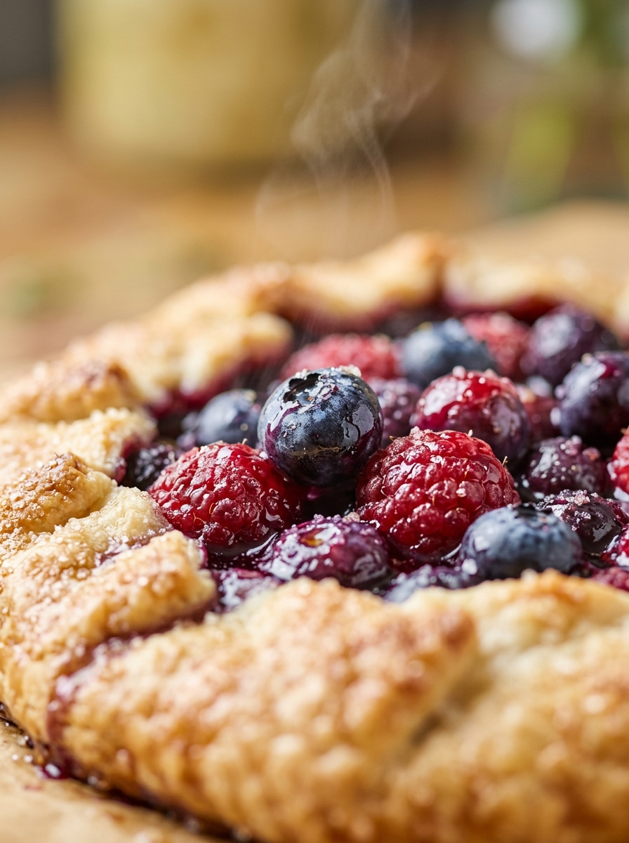 Summer Berry Galette Recipe - Easy & Rustic Tart closeup detail
