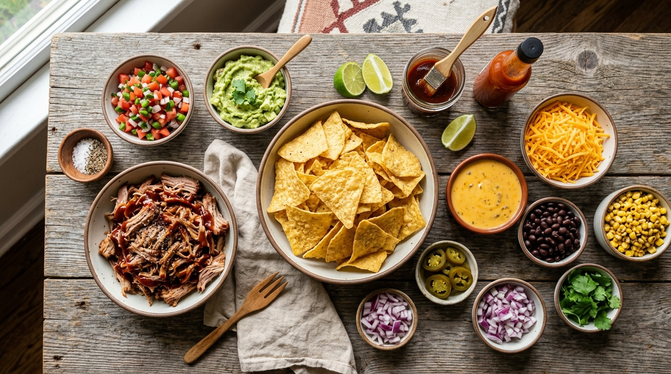 Pulled Pork Nachos Recipe - Ultimate Game Day Dish ingredients