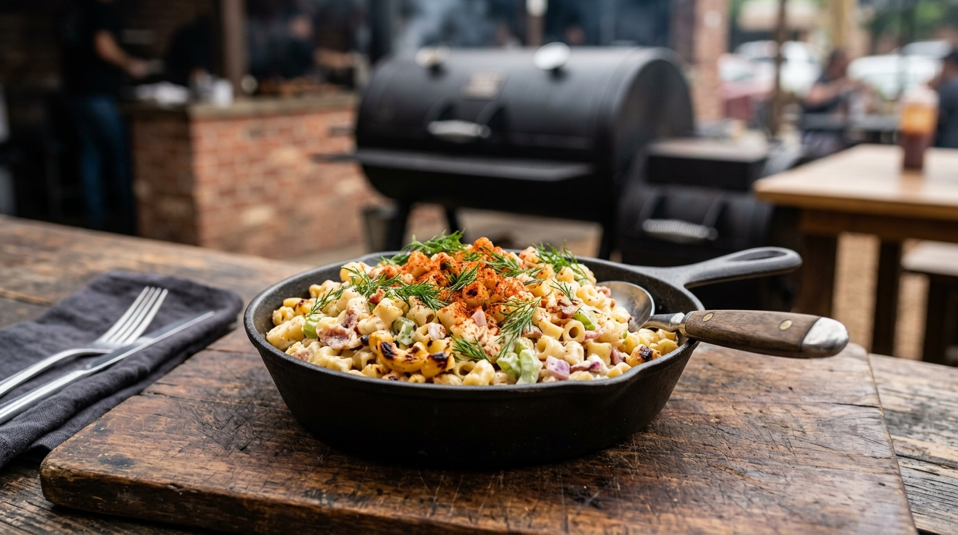 Smoked Macaroni Salad Recipe for Your Next BBQ plated