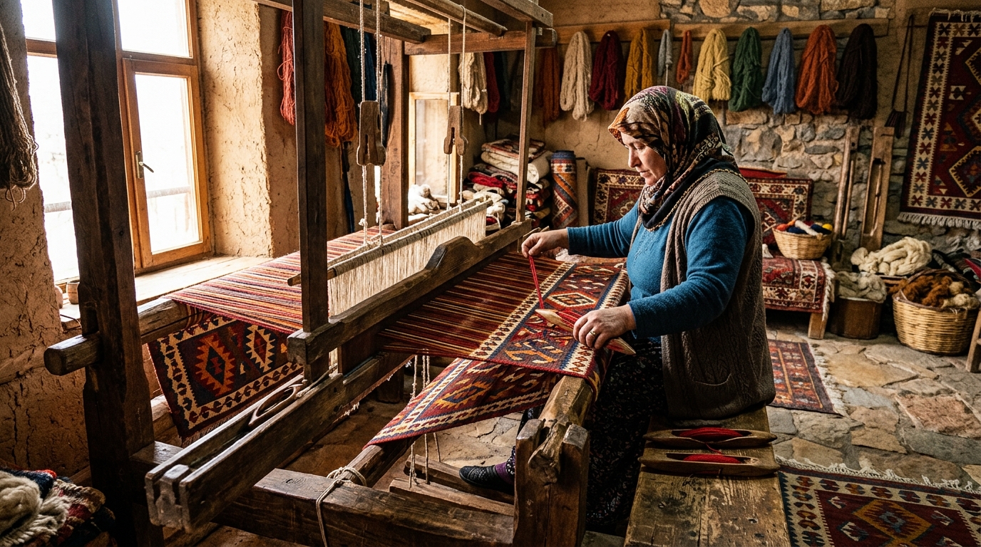 Weaving a Traditional Kilim Border Pattern