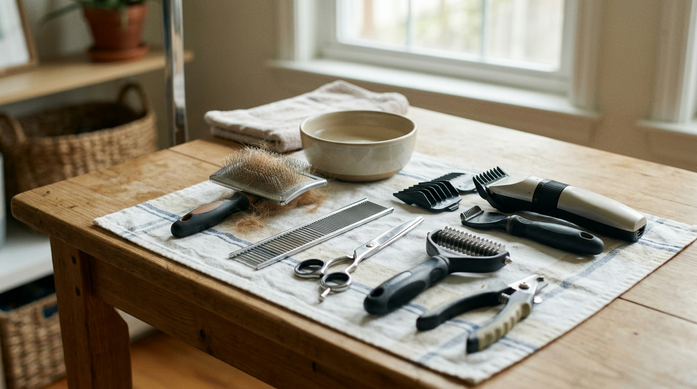 What are the best tools for grooming dogs at home?