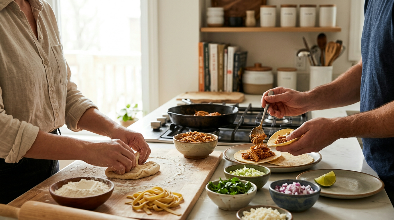 Good Meals to Cook Together: Tacos, Pizza & Pasta