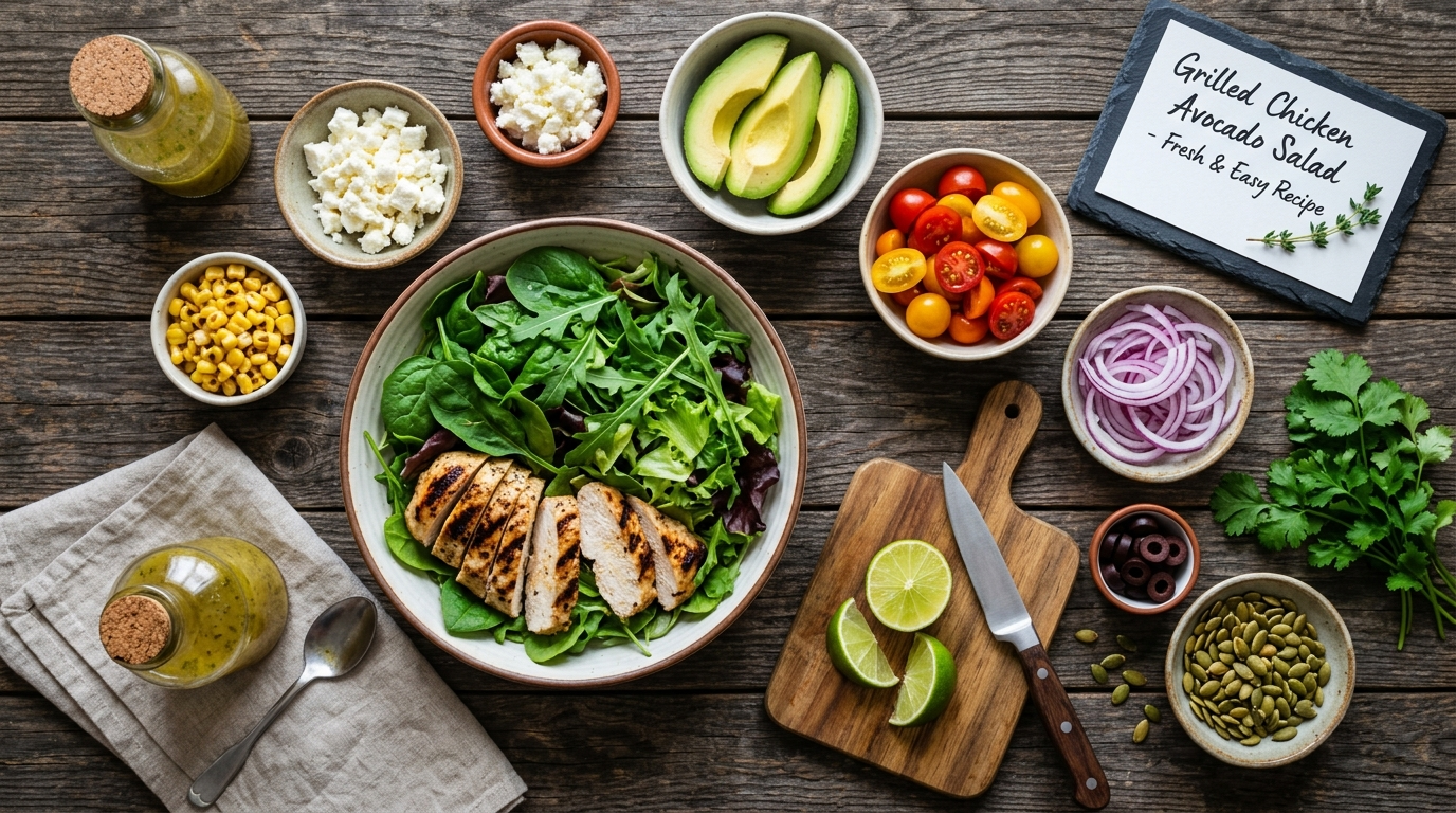 Grilled Chicken Avocado Salad Recipe - Fresh & Easy ingredients