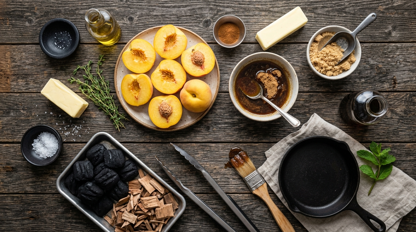 Grilled Peaches Recipe with Brown Sugar Glaze ingredients
