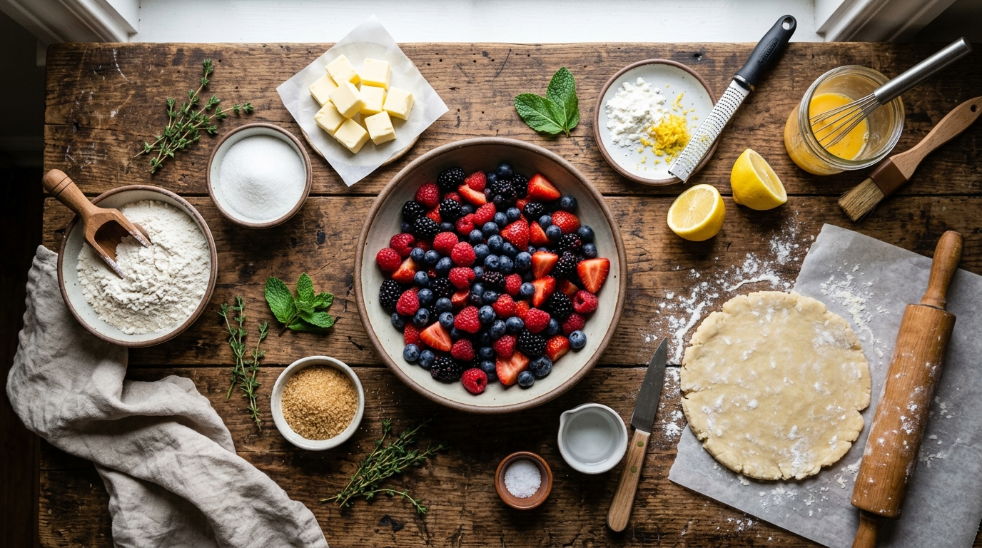 Summer Berry Galette Recipe - Easy & Rustic Tart ingredients