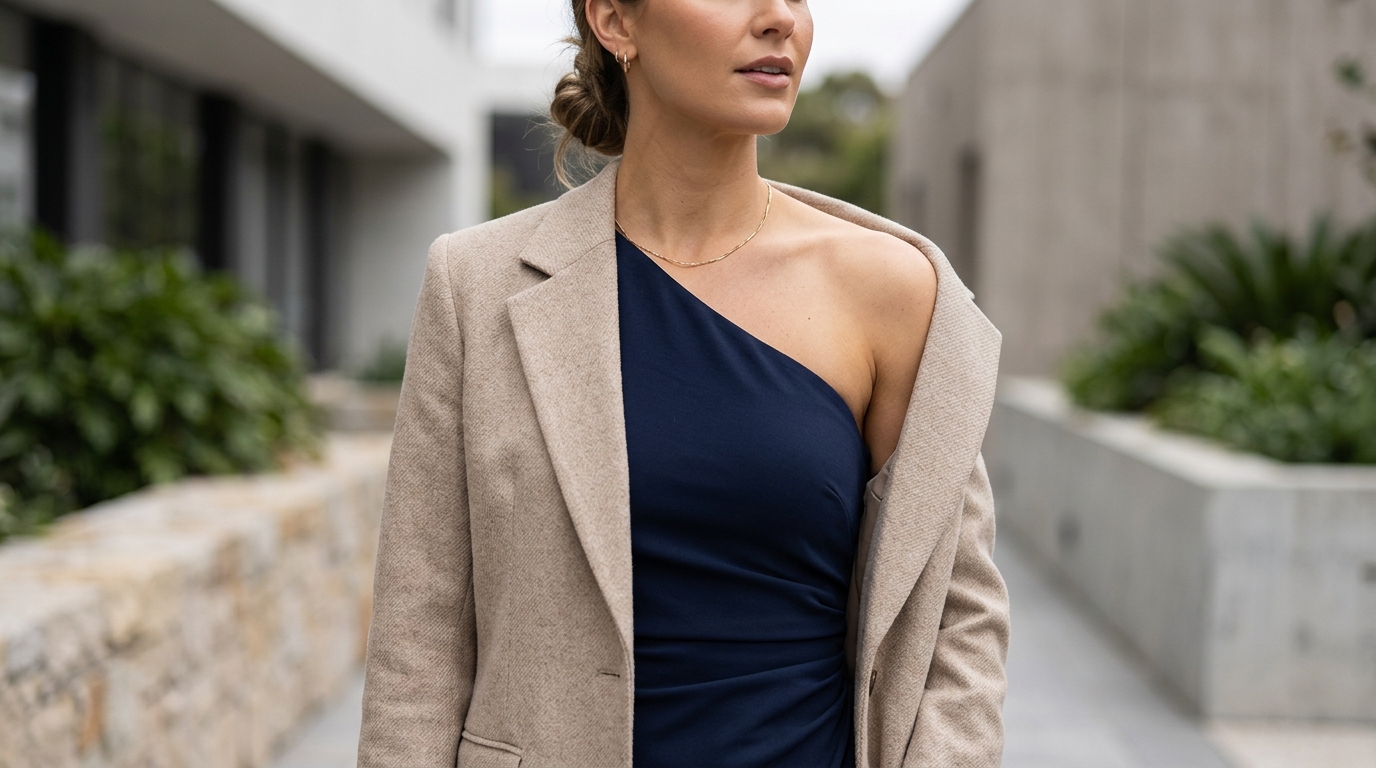 What to Wear Over a One-Shoulder Dress: 4 Chic Layers