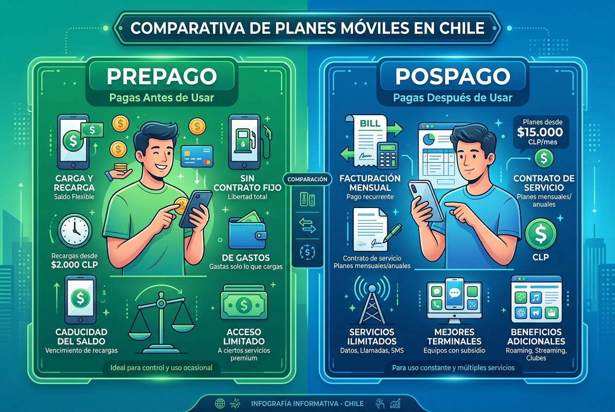 Prepago vs. Postpago en Chile: ¿Cuál plan conviene más en 2025?